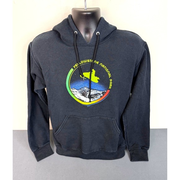 Jerzees Other - VTG Jerzees Men's Yellowstone National Park Graphic Pullover Hoodie Black Small